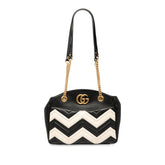 グッチ GGマーモント チェーン トートバッグ ワンショルダーバッグ 443501 ブラック ホワイト レザー レディース GUCCI 【中古】